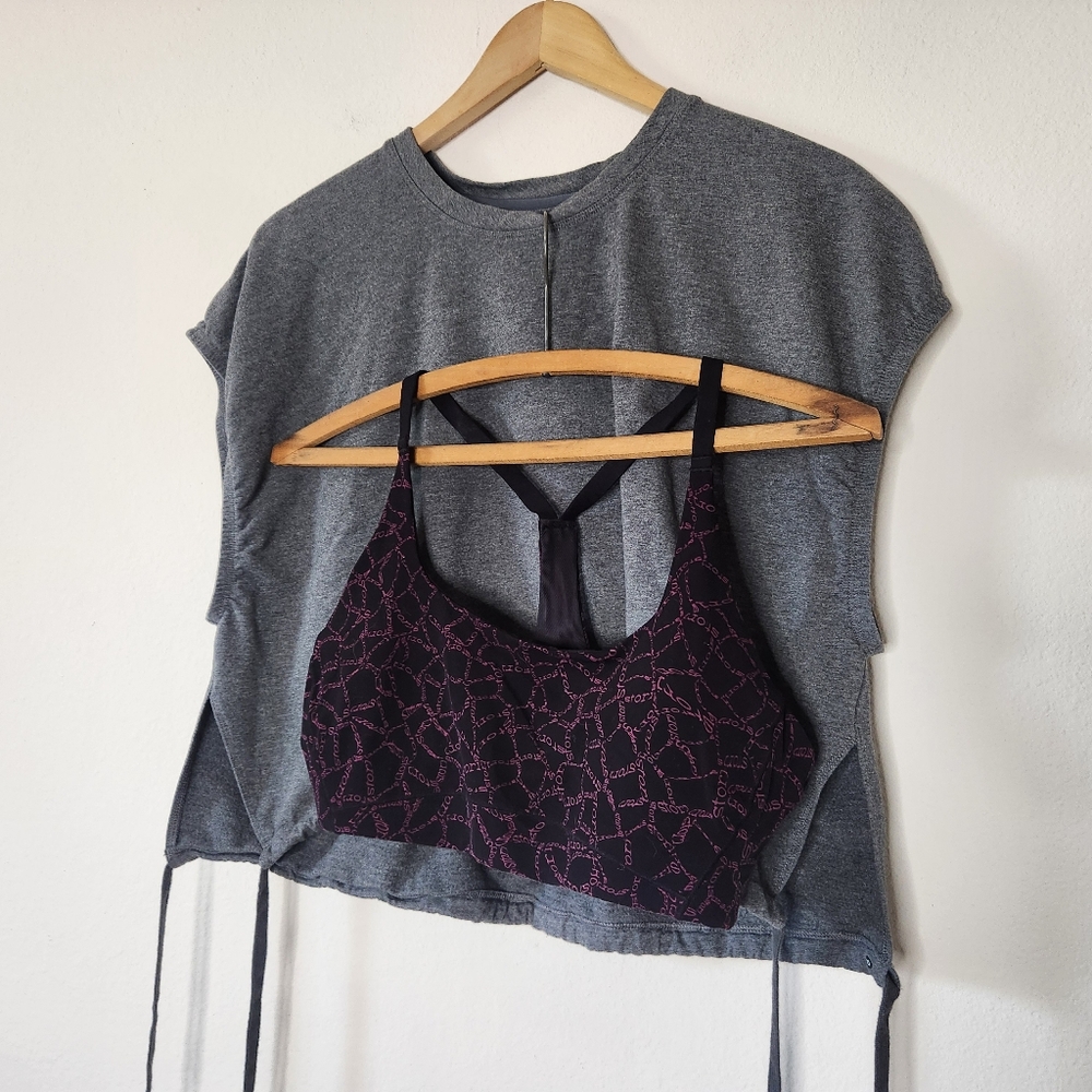 Stori Womens Size 10 Gray Athletic Crop Top & Matching Sports Bra Purple